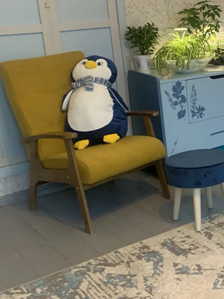 Отличное кресло. Только я цвет более желтый предполагала, а пришел больше горчичный.