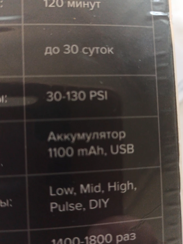 Заявленная мощность в 2500 mAh,не соответствует реальности ,она 1100. За чем это делать, он не очищает от слова ничего. Обман покупателя не принесет вам благ. Мой отзыв реальный , больше никому не посоветую вашу продукцию. Это обман ,и за это ,Вы должны нести наказание. Простое полоскание под краном ,даёт больше результата ,чем этот бесполезный прибор. Пусть другим будет уроком ,все сверяйте на пункте выдачи. Моя оценка 1-