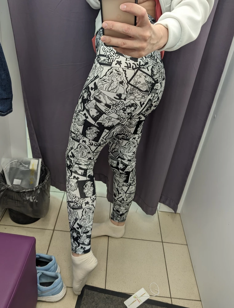 За эту цену классные леггинсы, необычный принт, скрывает недостатки. На мой 46й подошли. Рост 173.