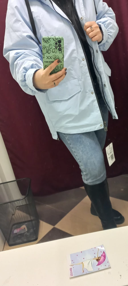 Куртка очень понравилась, цвет супер,аккуратно пошита.Спасибо продавцу за упаковку и за открыточку😍