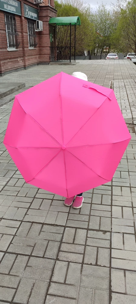 Отличный зонт! Автомат. Дочка в восторге. Открыла и закрыла самостоятельно ( 7лет).цвет яркий красивый