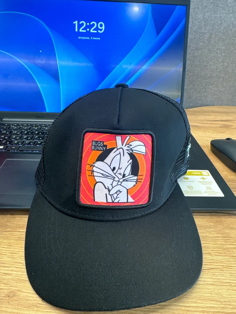 Очень доволтна покупкой. Хотелось бы застежку другую, но она, видимо, не возможнав таких сетяатых кепках